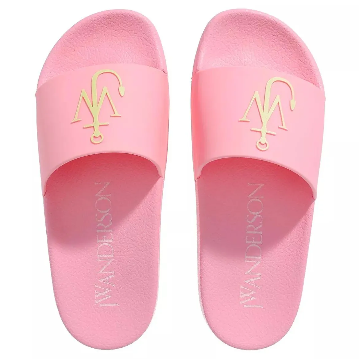 J.W.Anderson Slide Rubber 321 Pink + Logo Light Green Slides
