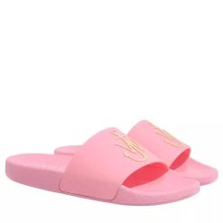 J.W.Anderson Slide Rubber 321 Pink + Logo Light Green Slides