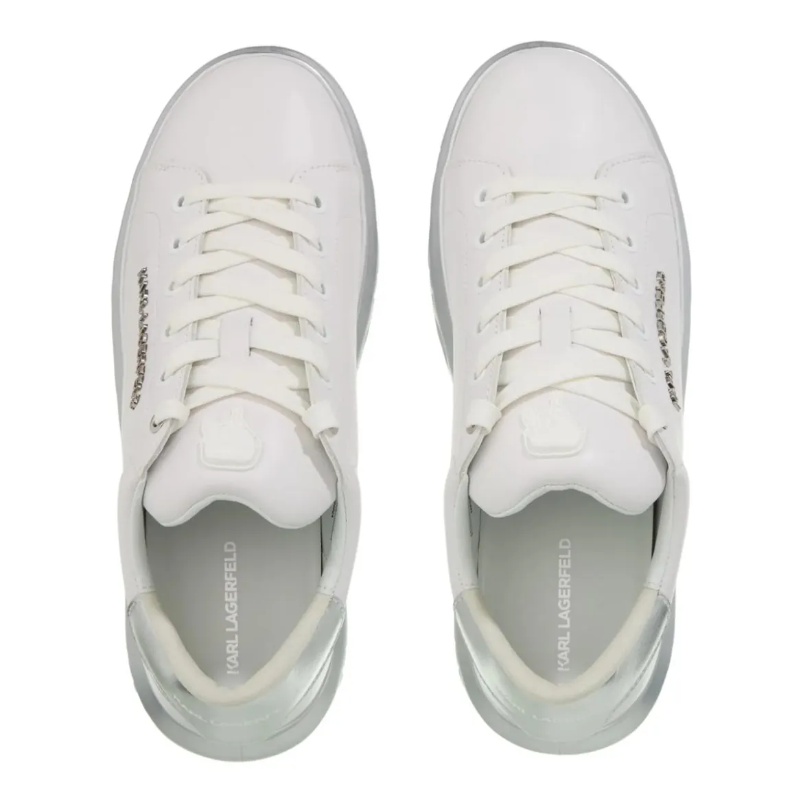 Karl Lagerfeld Kapri Kite Lo Lace Lthr White Lthr W/Silver Low-Top-Sneaker