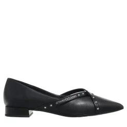 Karl Lagerfeld Kerrie Krosstrap Studs Black Lthr Ballerinas