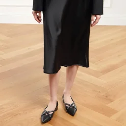 Karl Lagerfeld Kerrie Krosstrap Studs Black Lthr Ballerinas