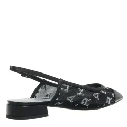 Karl Lagerfeld Kerrie Rhinestone Sling Black Mesh W/Silver Sandalen