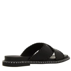 Karl Lagerfeld Kleo Whipstitch Krosstrap Black Lthr Slides
