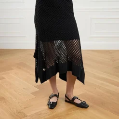Karl Lagerfeld Konnie Double Strap Pump Black Lthr w/Silver Pumps