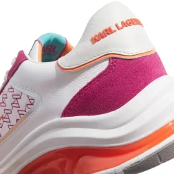 Karl Lagerfeld Lux Finesse Monogram Lace Lo Pink Lthr & Text w/White Low-Top-Sneaker