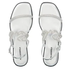 Karl Lagerfeld Olympia Karl Signia Slide Heavy Glitter Silver Sandalen