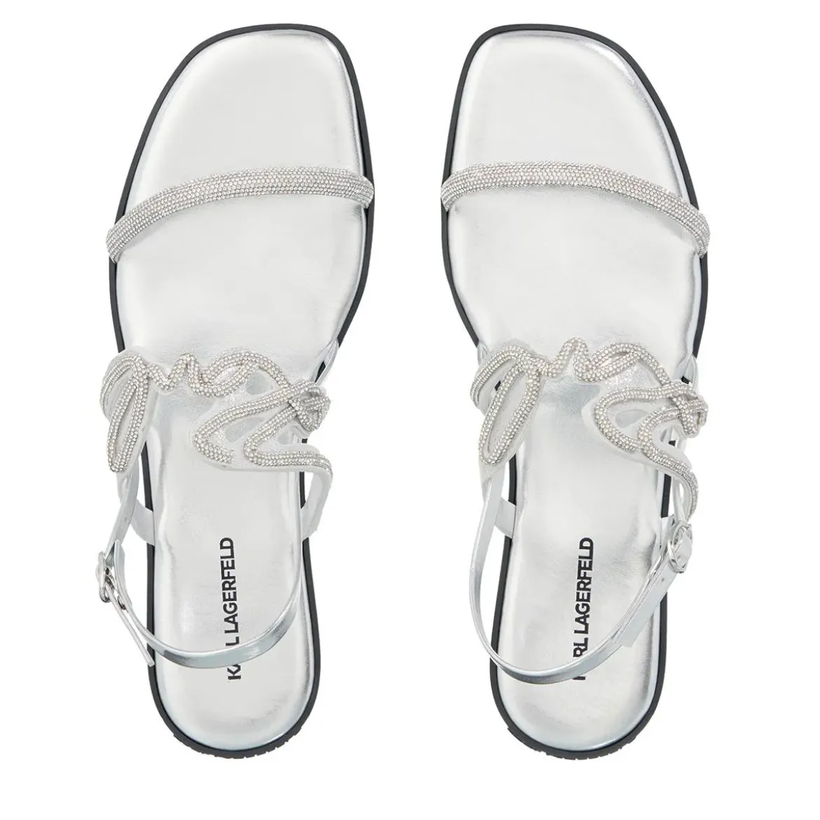 Karl Lagerfeld Olympia Karl Signia Slide Heavy Glitter Silver Sandalen