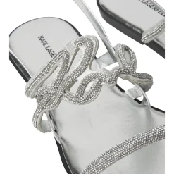 Karl Lagerfeld Olympia Karl Signia Slide Heavy Glitter Silver Sandalen