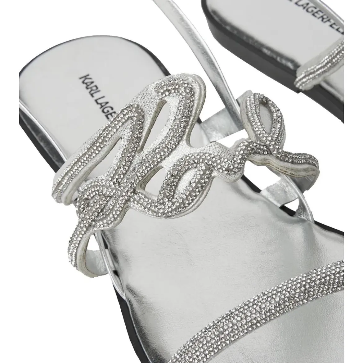 Karl Lagerfeld Olympia Karl Signia Slide Heavy Glitter Silver Sandalen