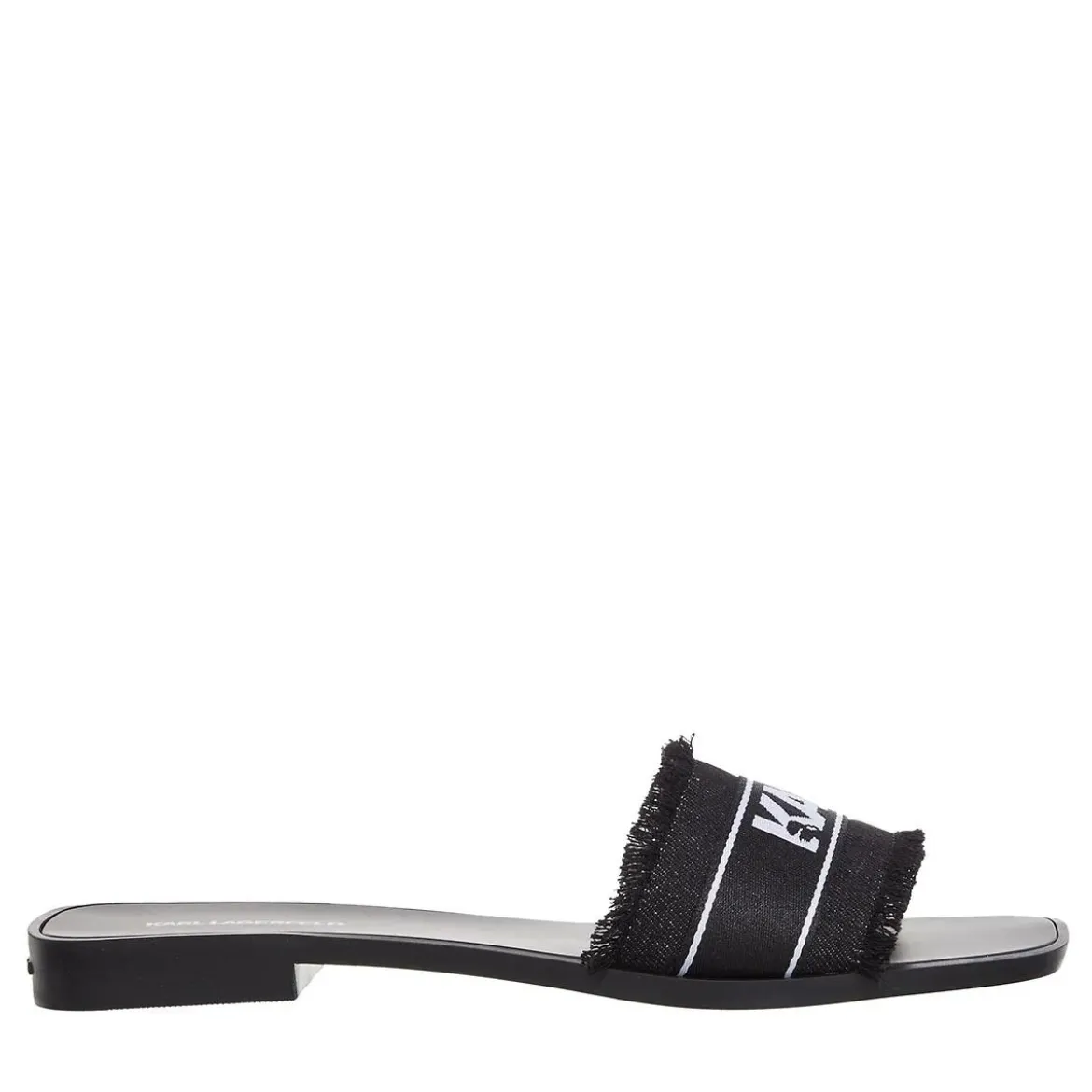 Karl Lagerfeld Skoot Ii Border Slide Black Canvas Slides