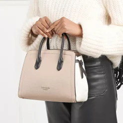 Kate Spade New York Knott Colorblocked Pebbled Leather Medium Satchel Kraft Paper Multi Tote