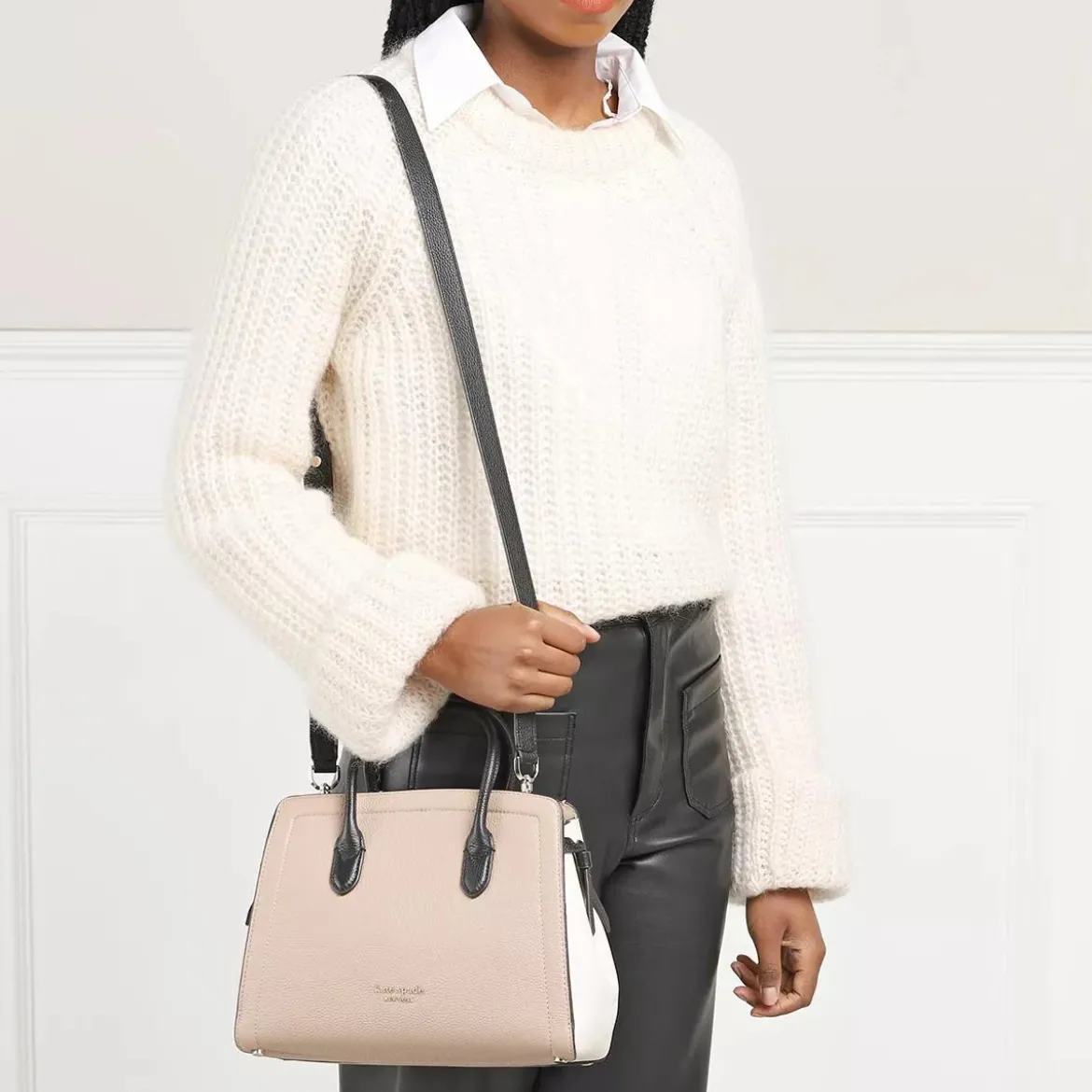 Kate Spade New York Knott Colorblocked Pebbled Leather Medium Satchel Kraft Paper Multi Tote