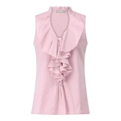 Kiltie Kurzarmbluse Yvette mit Rüschen Rosa Bluse