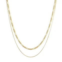 Kuzzoi Halskette Herren Ketten Set Figaro Venezia 925 Silber gold Mittellange Halskette