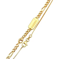 Kuzzoi Halskette Herren Ketten Set Figaro Venezia 925 Silber gold Mittellange Halskette