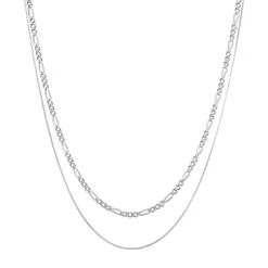 Kuzzoi Halskette Herren Ketten Set Figaro Venezia 925 Sil silber Mittellange Halskette