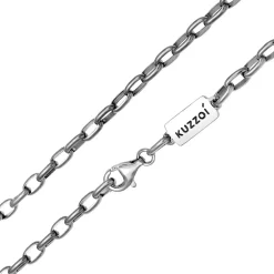 Kuzzoi Halskette Herren Rundanker Oval Basic 925 Silber schwarz Mittellange Halskette