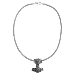 Kuzzoi Halskette Herren Schlangenkette mit Thor's Hammersilber Mittellange Halskette