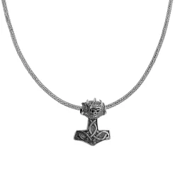 Kuzzoi Halskette Herren Schlangenkette mit Thor's Hammersilber Mittellange Halskette