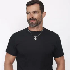 Kuzzoi Halskette Herren Schlangenkette mit Thor's Hammersilber Mittellange Halskette