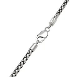 Kuzzoi Halskette Herren Zopfkette Oxidiert Massiv 925 Sil silber Mittellange Halskette