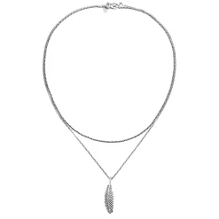 Kuzzoi Halskette Layer Feder Anhänger 925Sterling Silber Mittellange Halskette