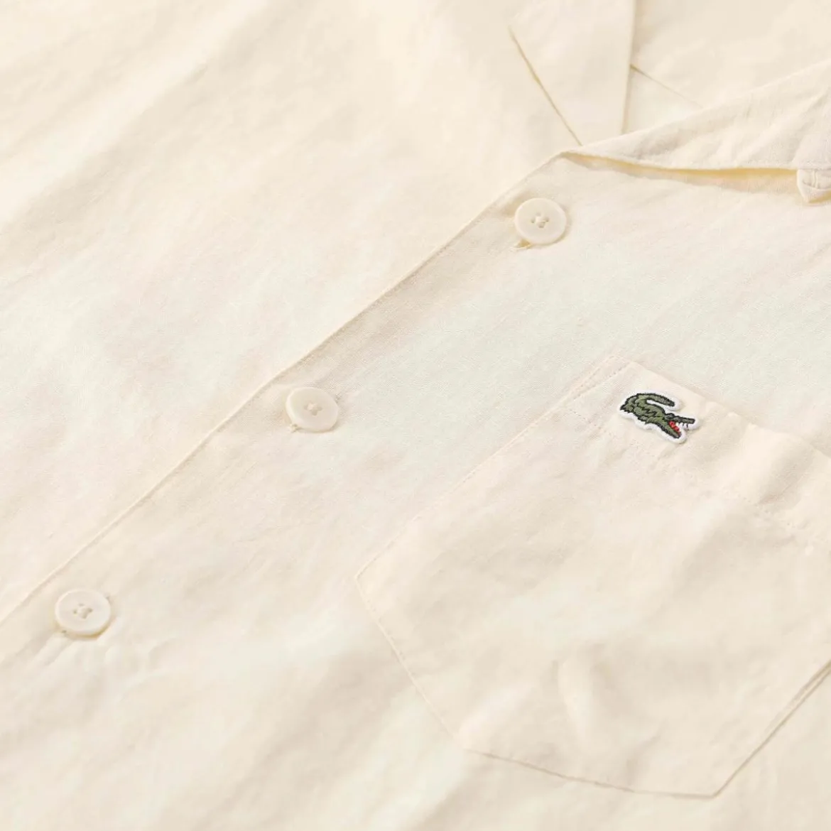Lacoste Relaxed-Fit Hemd aus Leinen weiß Hemd