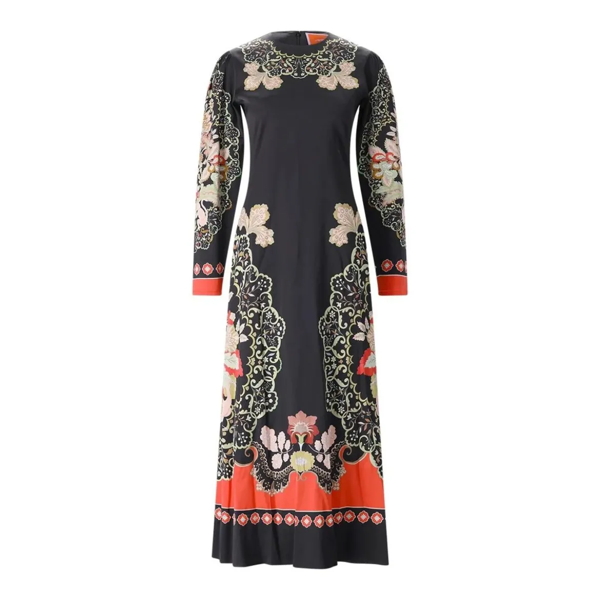 LaDoubleJ Maxikleid Clingy Swing mit Muster schwarz Maxikleid