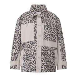 Lala Berlin Denim-Overshirt Jola mit Animal-Musterung Beige Jeansjacke