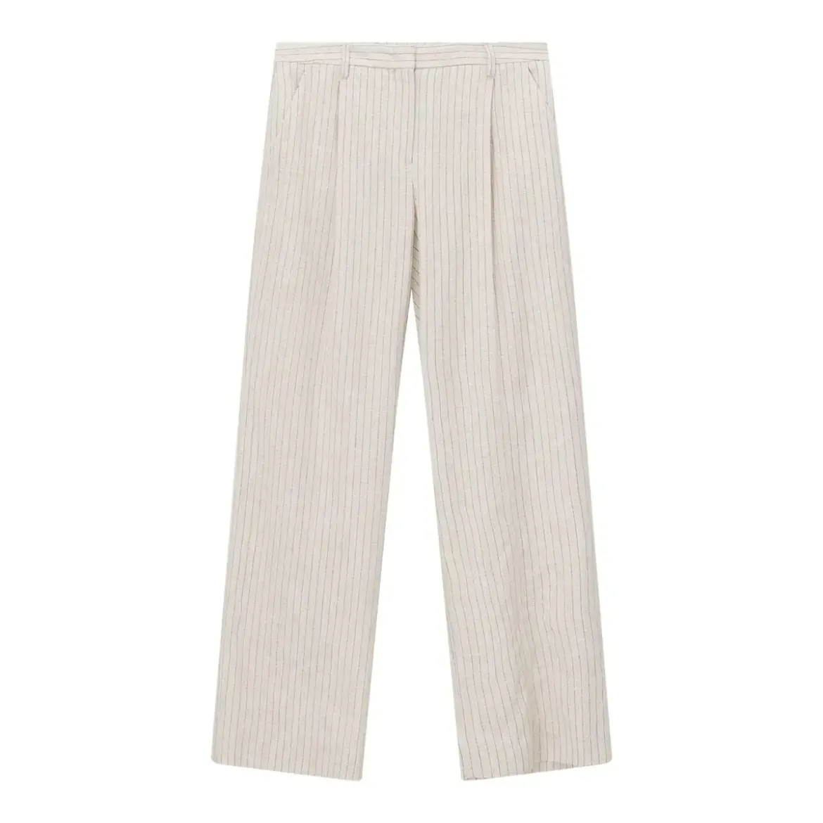 Lardini Weite Stoffhose mit Nadelstreifen beige Stoffhose