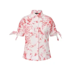 Lavi Kurzarmbluse Cedro mit floralem Muster weiß Bluse