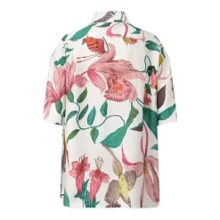 Lavi Oversized Satinbluse Mida mit Muster weiß Bluse