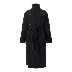 Lemaire Mantel aus Wolle schwarz Wintermantel