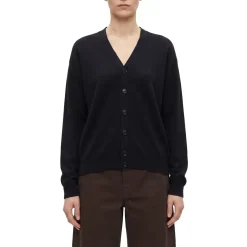 Lemaire Strickjacke aus Woll-Mix schwarz Strickjacke