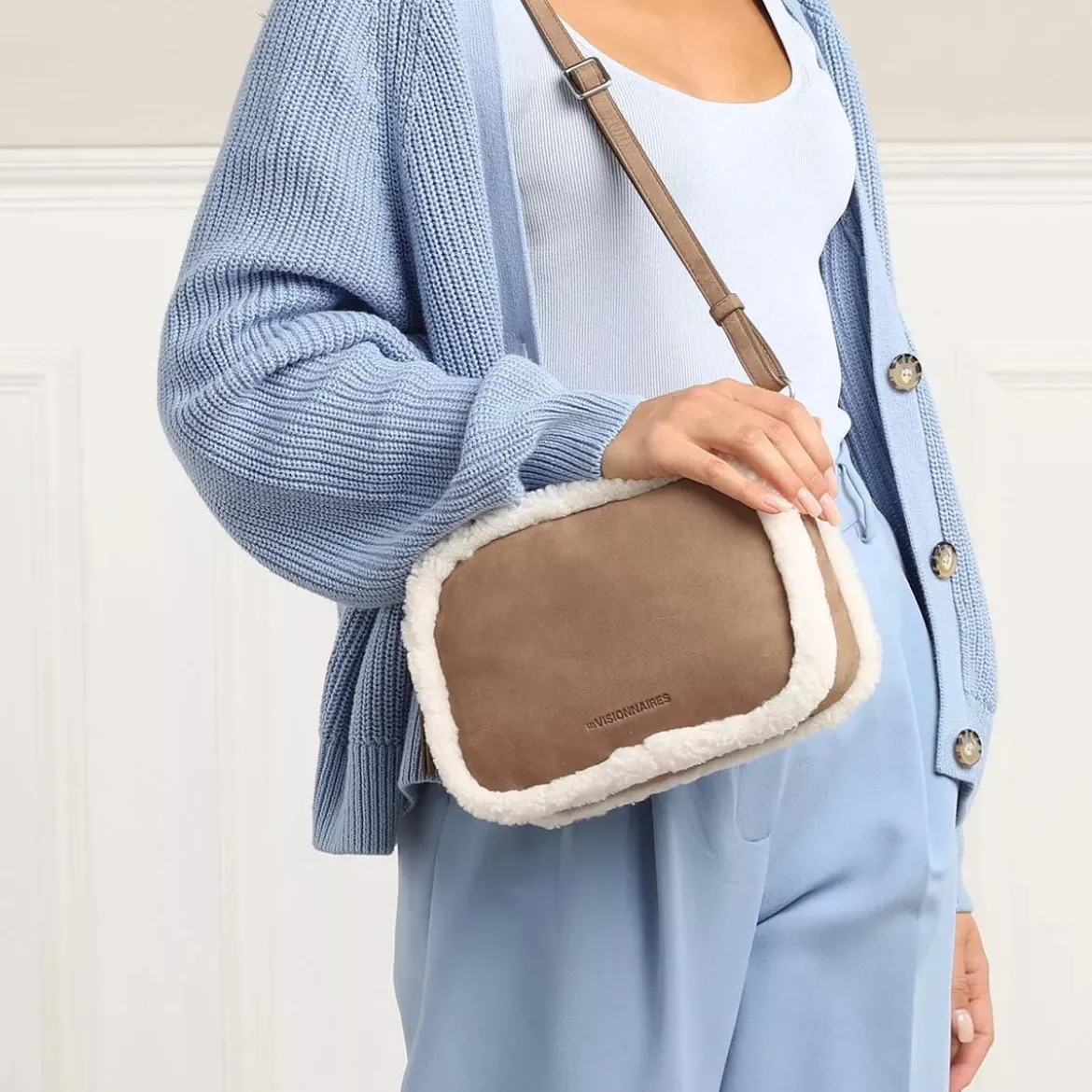 LES VISIONNAIRES Lola Teddy Hazelnut Crossbody Bag