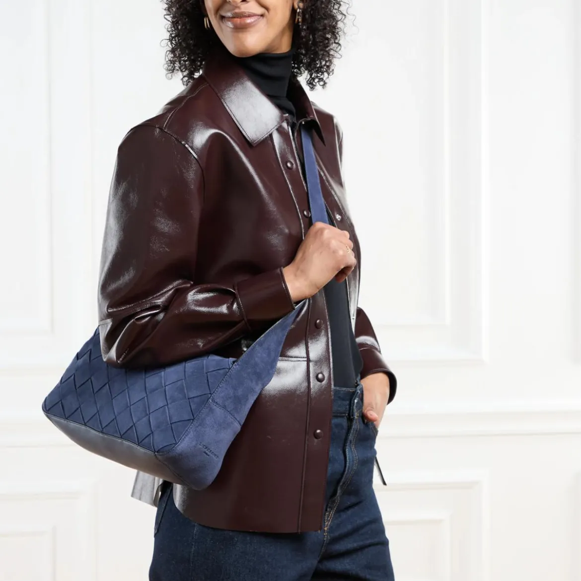 Liebeskind Berlin Sky Ii Woven Promo Suede + Tokyo Sheep Peacoat Crossbody Bag