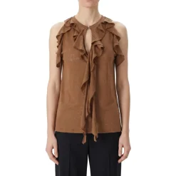Luisa Cerano Neckholder Top aus Leinen braun Top