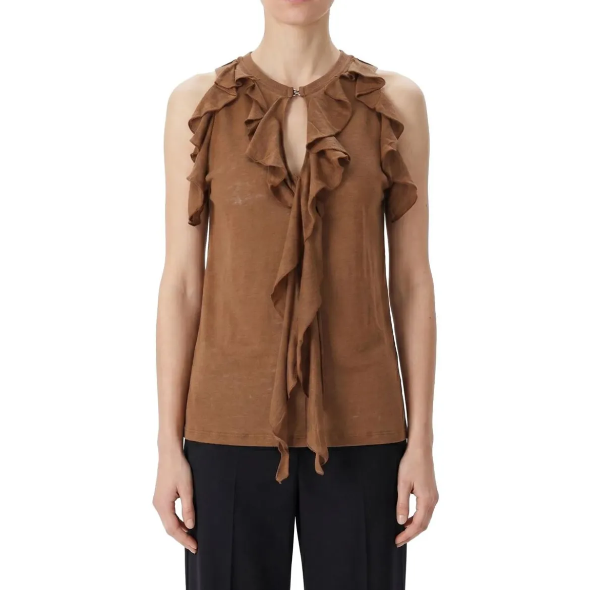 Luisa Cerano Neckholder Top aus Leinen braun Top