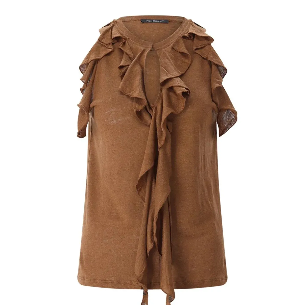 Luisa Cerano Neckholder Top aus Leinen braun Top