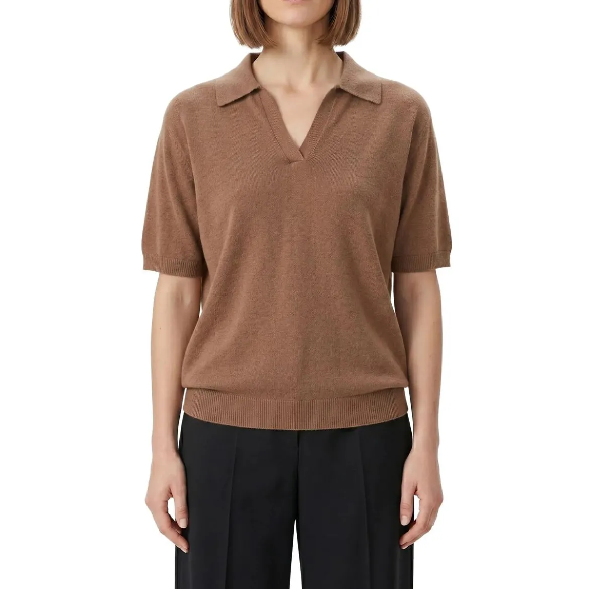 Luisa Cerano Poloshirt aus Leinen braun Pullover