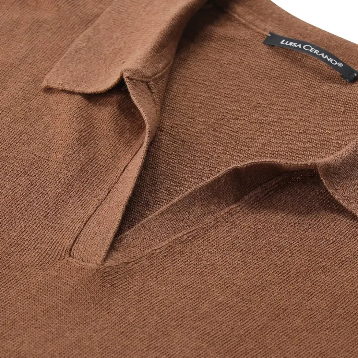 Luisa Cerano Poloshirt aus Leinen braun Pullover