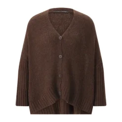 Luisa Cerano Strickjacke aus Alpaka & Wolle braun Strickjacke