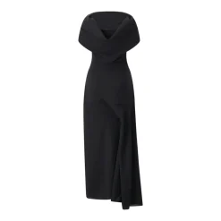 Magda Butrym Maxikleid aus Wolle schwarz Maxikleid