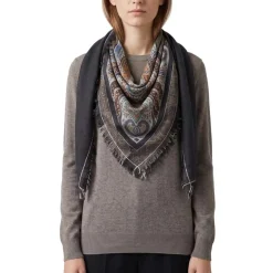 Mala Alisha Tuch Ornamental Flow mit Seide grau Leichter Schal