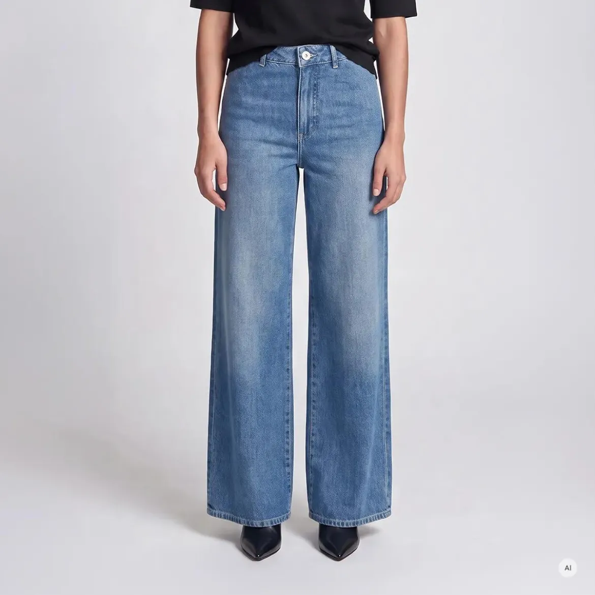 Marc Aurel Authentischer Blue Denim und ein weit geschnittene blau Wide Leg Jeans