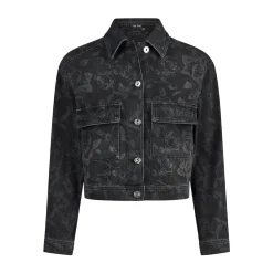 Marc Aurel Black Denim Jeansjacke mit Rosenprint schwarz Jeansjacke