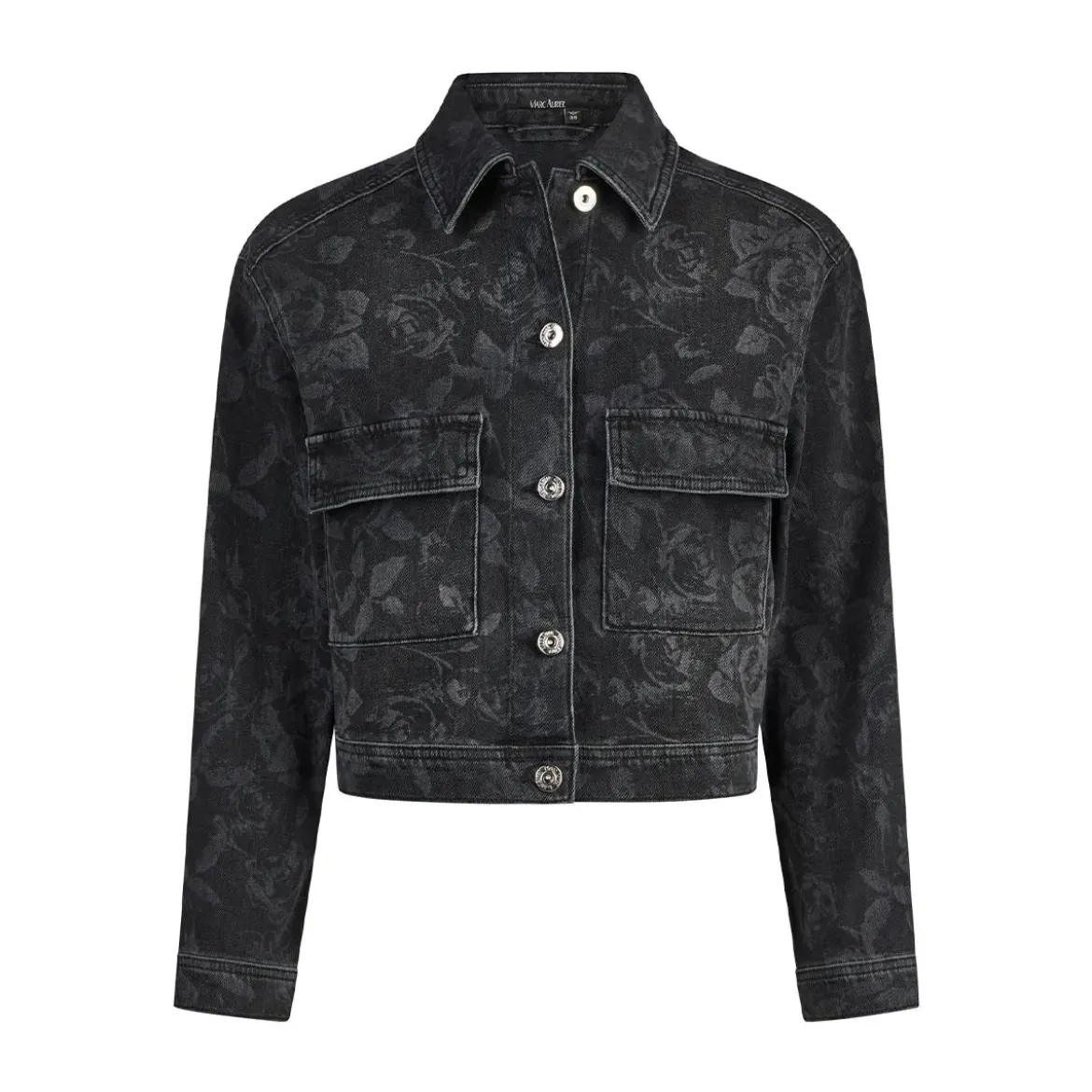 Marc Aurel Black Denim Jeansjacke mit Rosenprint schwarz Jeansjacke