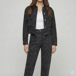 Marc Aurel Black Denim Jeansjacke mit Rosenprint schwarz Jeansjacke