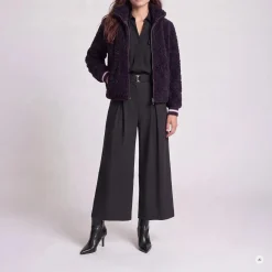 Marc Aurel Der Blouson mit Streifen-Strick aus curly Faux Fur lila Blouson