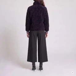 Marc Aurel Der Blouson mit Streifen-Strick aus curly Faux Fur lila Blouson